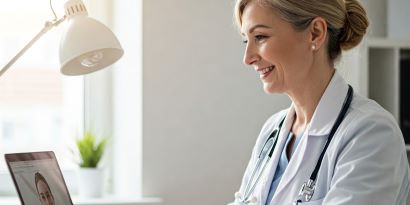 Two persons discussing with one person holding a tablet